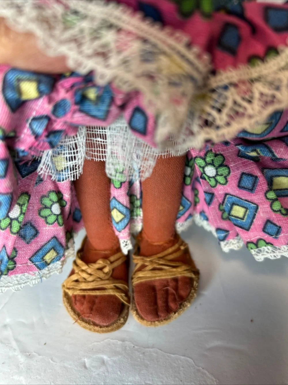 VTG Mexican Doll Mother w / Papoose Child Peddler Folk Art Handmade Rare 10